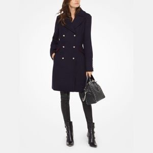Michael Kors Wool Blend Pea Coat in Navy Blue - Worn on TV